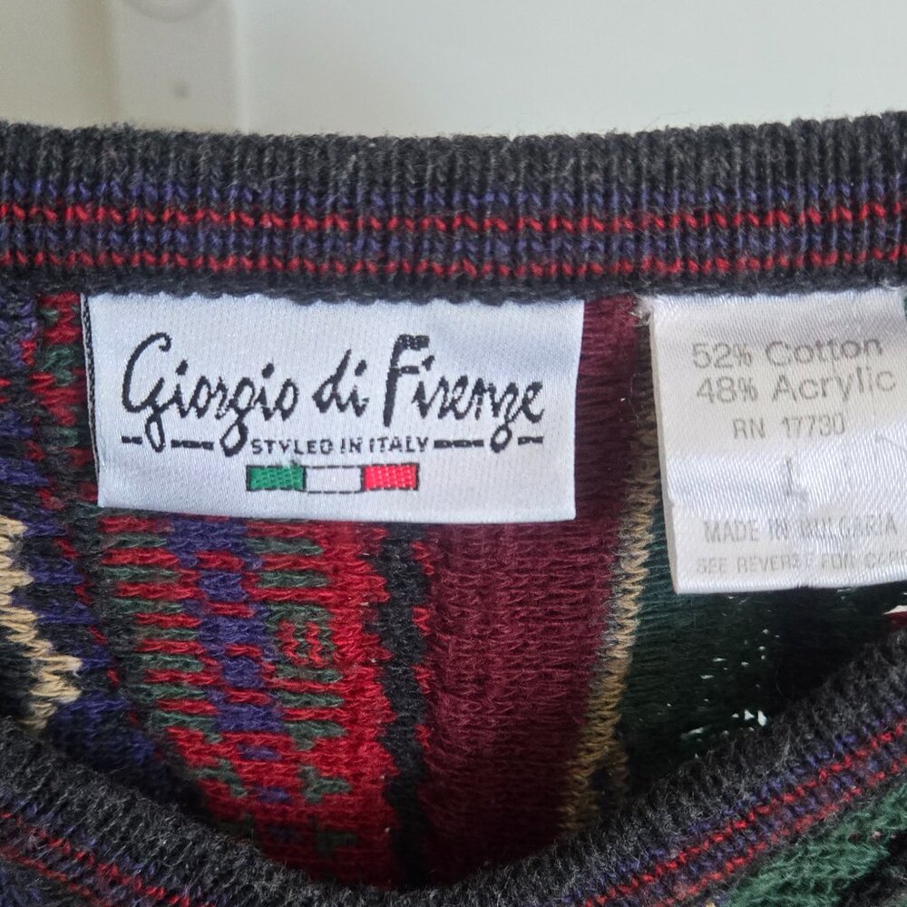 Giorgio Di Firenze Vtg Grandpa Multi-Color Crewneck Sweater Large Coogie… - Picture 4 of 6